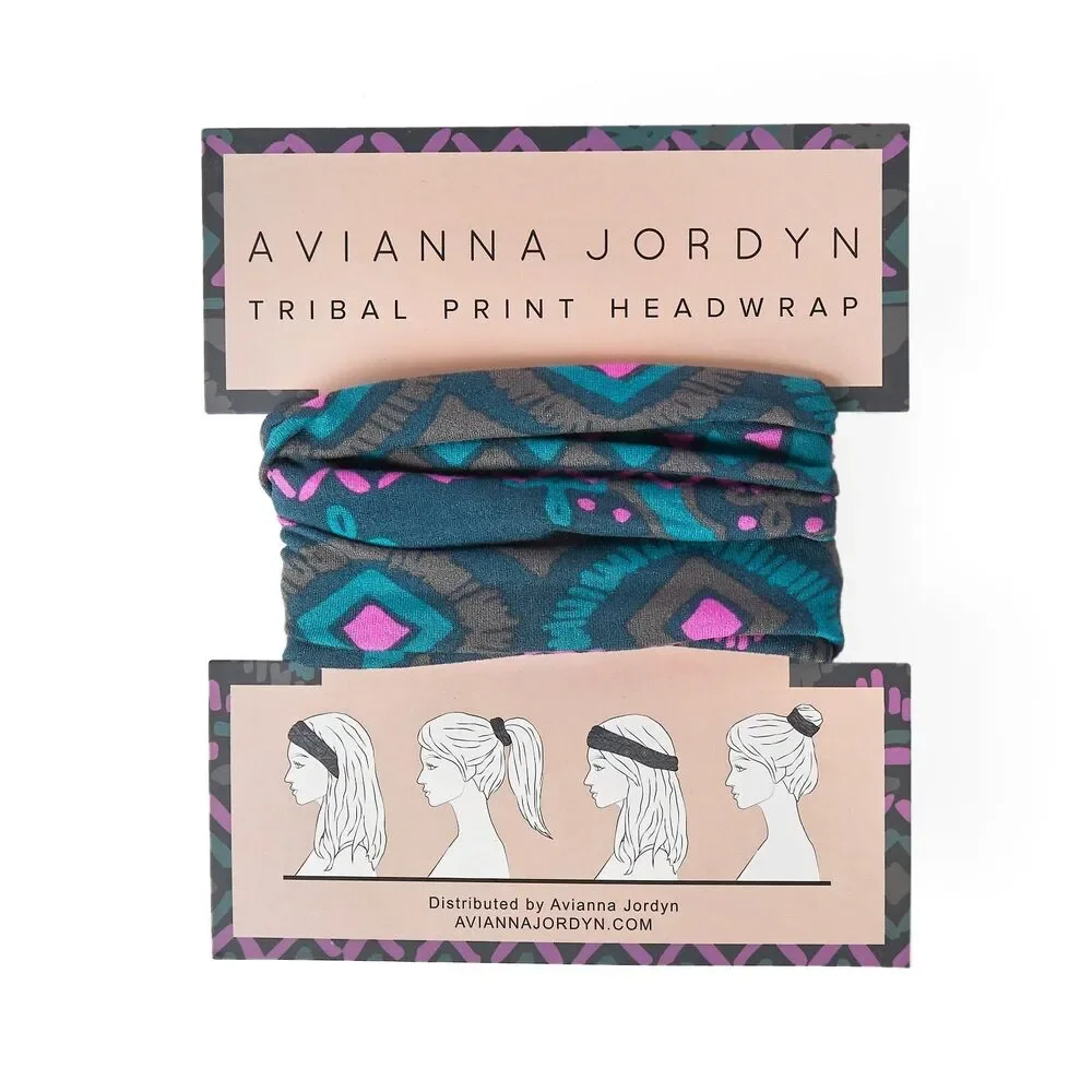 NWT Avianna Jordyn Tribal Headwrap Set of 2 Multi-Color Elastic Headbands